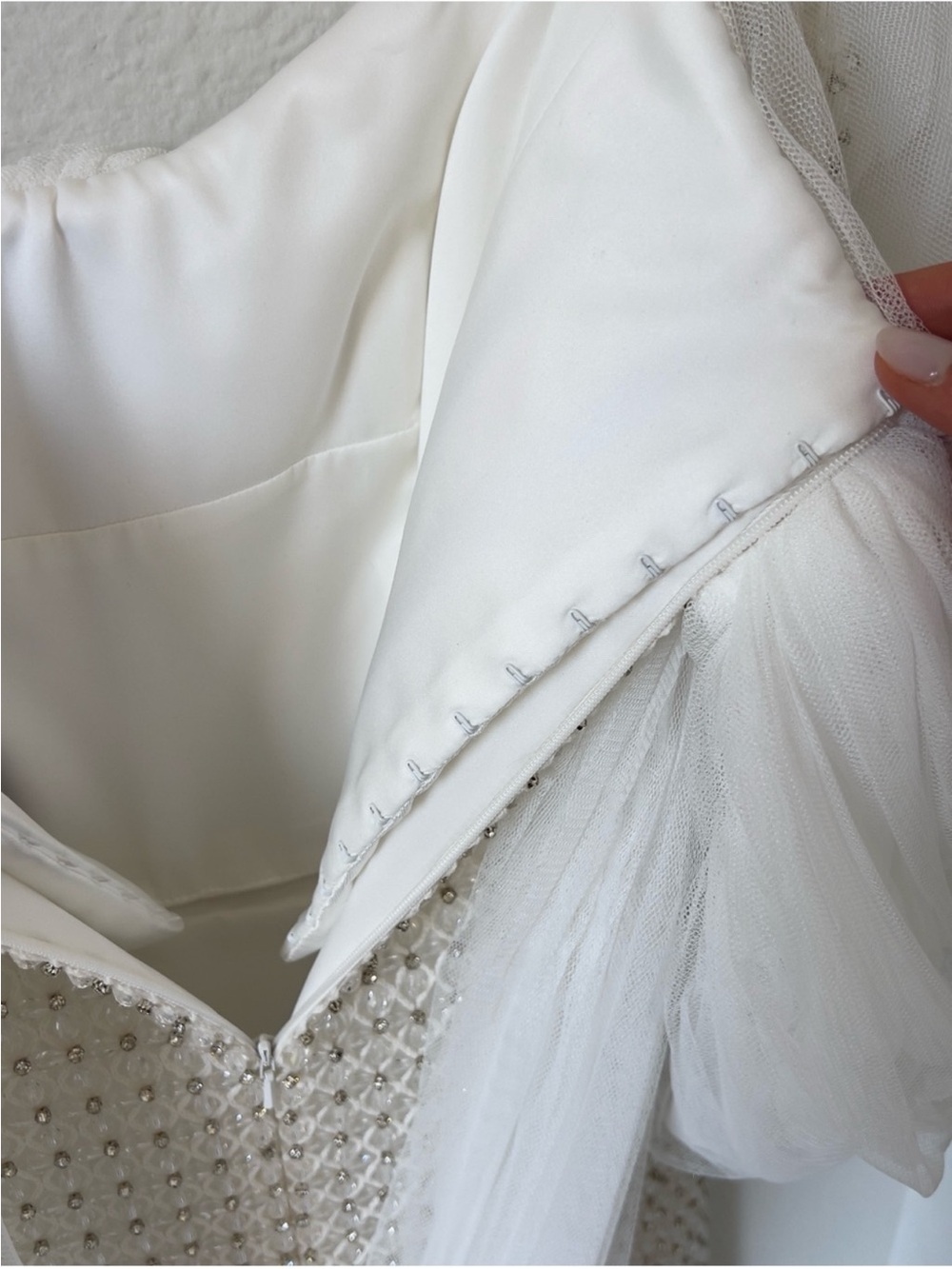 Anthropologie Costarellos Hemera Crystal-Beaded Sheath Wedding Gown Beaded Tulle - Picture 10 of 15
